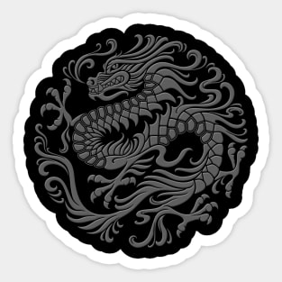 Traditional Dark Chinese Dragon Circle Sticker